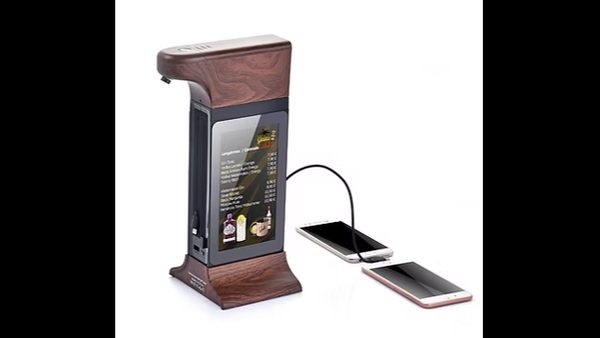 Table Advertising Kiosk With Dual HD Display, Hand Sanitizer Dispenser Launched