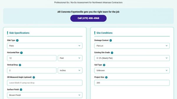 Concrete Slope & Drainage Failure Calculator Launched for Fayetteville Area