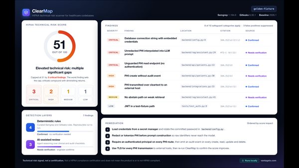 Vantage IO Warns Unchecked AI Code Threatens HIPAA Compliance; Launches ClearMap