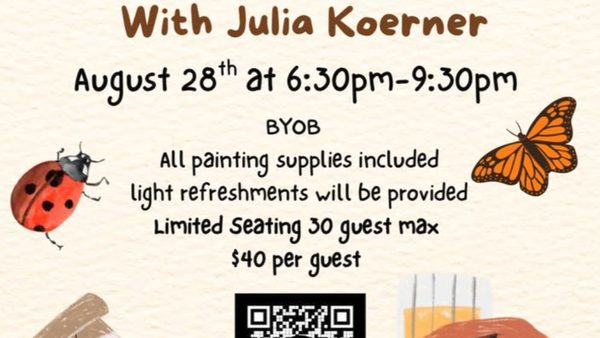 Paint & Sip at Insectropolis: Julia Koerner Event Announced for August 28 2026